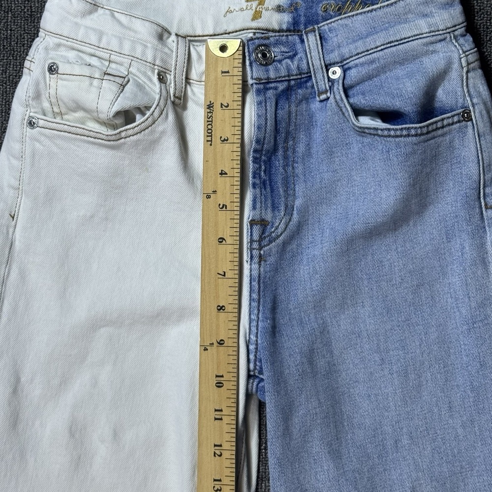 7 FOR ALL MANKIND Cropped Alexa Two Tone Jeans Women's Size 25 Wide Leg Raw Hem - Picture 4 of 11